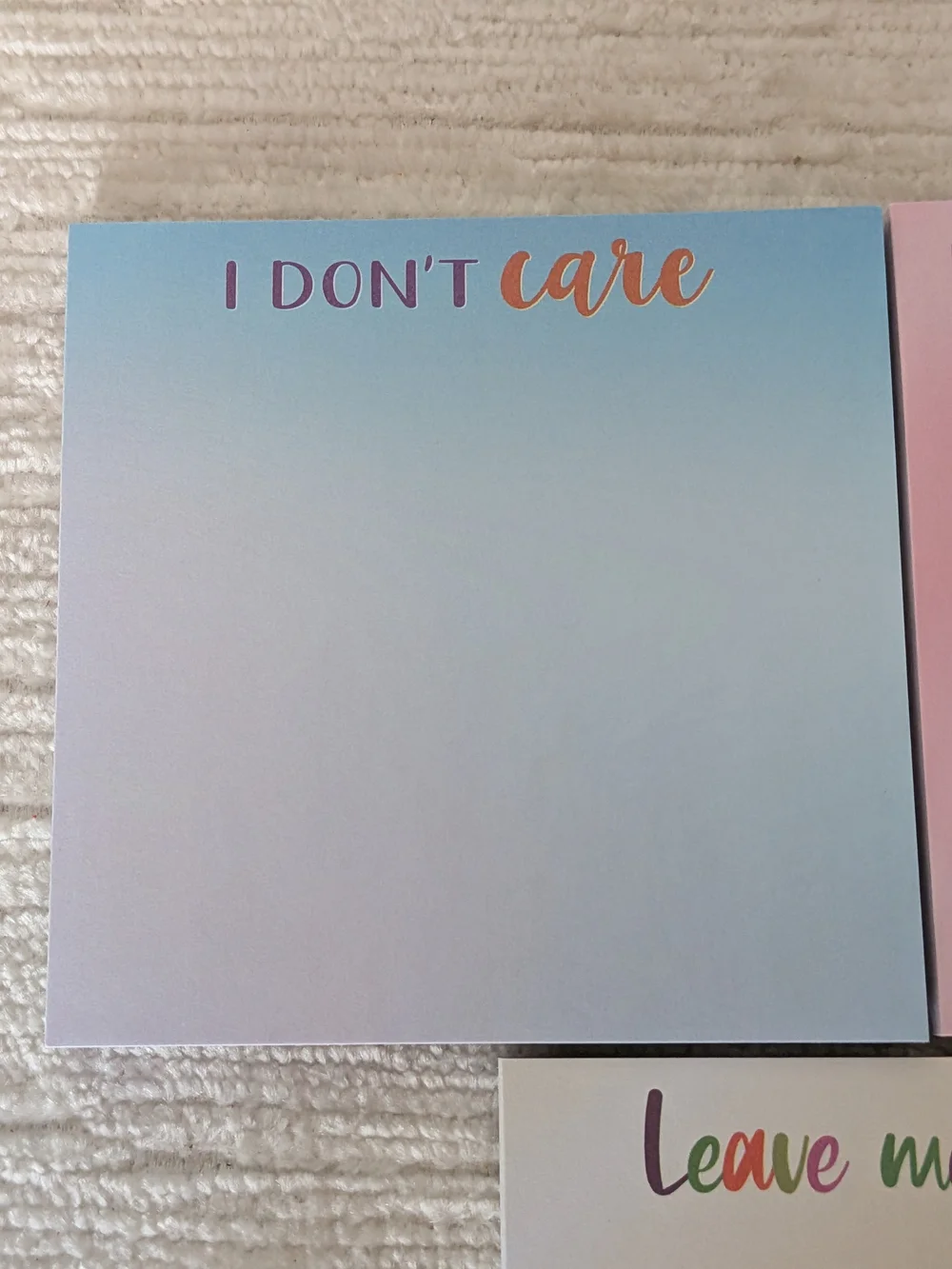 Set of 3 Pastel Phrase Notepads With Funny Sayings